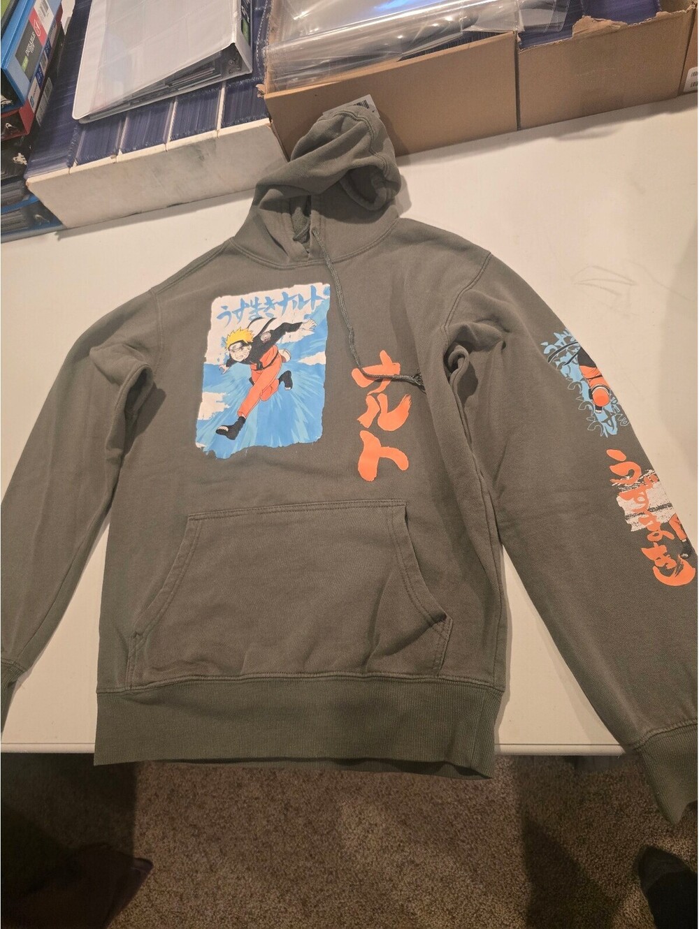 Naruto Shippuden Collection Olive Green Hoodie Sweatshirt Size Small [COPY]